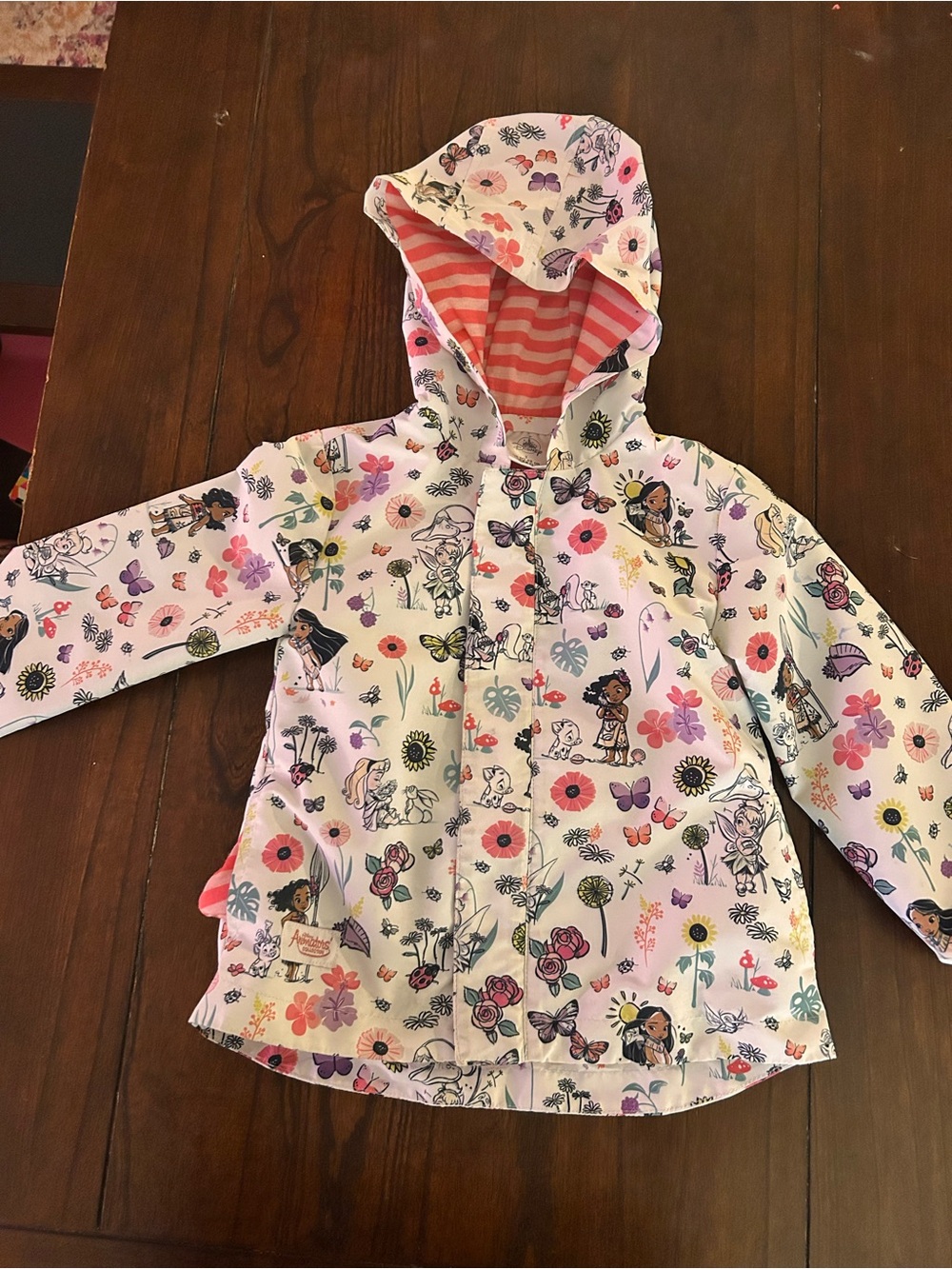 Disney Princess Hooded Rain Jacket with built in backpack pouch